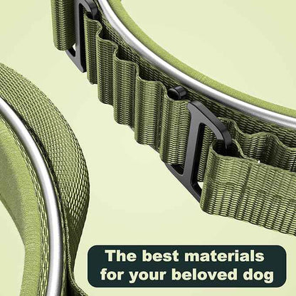 2025 New and Improved AirTag Dog Collar, Military Tactical Dog Collar with AirTag Holder - Adjustable Control Handle, Durable Metal Buckle, Comfortable GPS Dog Collars (M,ArmyGreen)