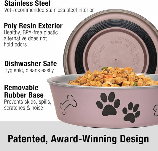 Loving Pets Bella Dog Bowls- Stainless Steel Dog & Cat Bowls - Spill Proof Dog Food Bowl, Cat Bowl, Puppy Essentials & Pet Supplies Great for Home & Travel (Medium 20-25 lbs, Grape)