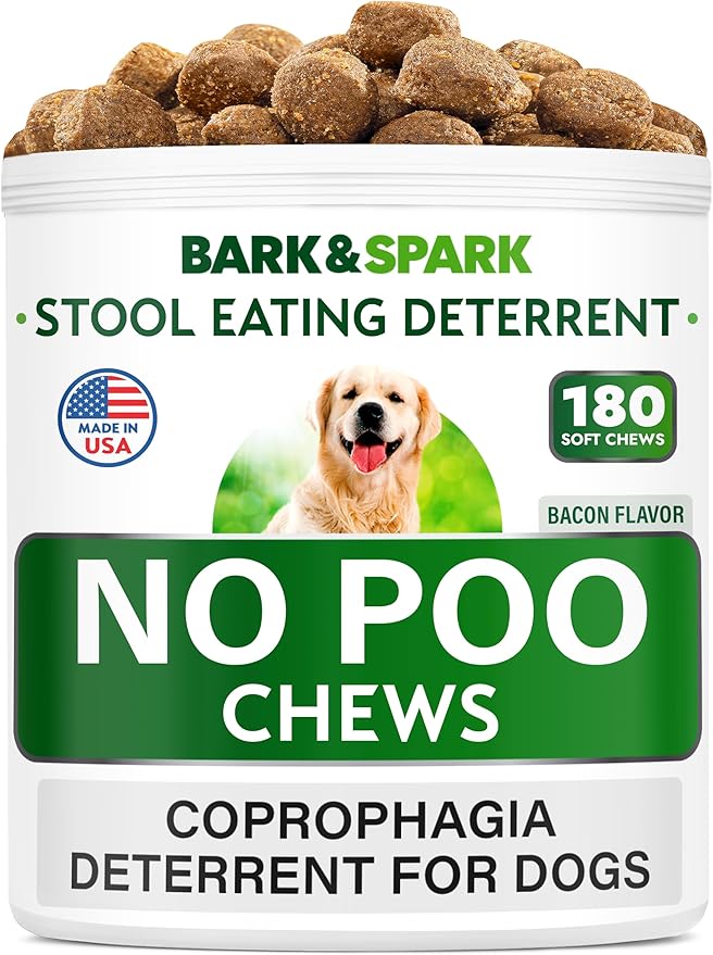 NO Poo Treats - Prevent Dog Poop Eating - Coprophagia Treatment - Stool Eating Deterrent - Probiotics & Enzymes - Digestive Health + Breath Aid - Made in USA - 180 Chews