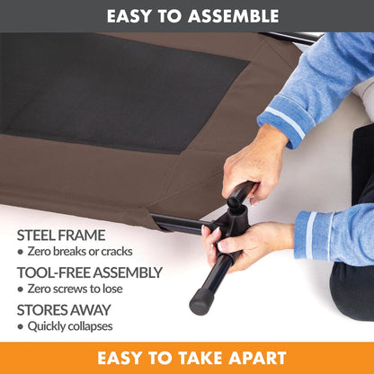 K&H Pet Products Outdoor Elevated Dog Cot, Breathable Cooling Elevated Cot Hammock Pet Bed for Large Dogs, Washable Mesh Cover, Raised Metal Frame, Collapsible, Portable - Large 42 X 30in Chocolate