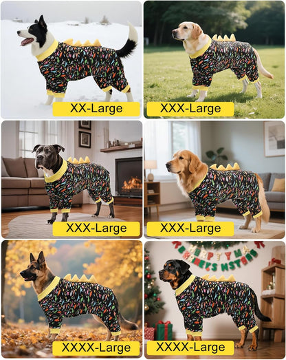 CuteBone Dinosaur Costume Dog Pajamas, Stretchy Spandex Crystal Velvet Sleepwear Coat for Small Dogs, Soft & Warm Pet Outfit Clothes for Cold Weather, Cozy Pullover Design COSP01XXL