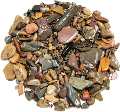 WDEFUN 10 LBS Aquarium Gravel River Rock Stones, Natural Decorative Polished Mixed Colorfl Gravel,Outdoor Decorative Stones for Plant Aquariums, Landscaping, Vase Fillers