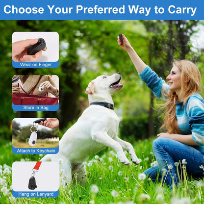 BARKIE Dog Training Clicker with Finger Ring 2 Pack, Puppy Essentials for Behavior Training, Portable Pet Supplies for Dog Walking Accessories(Black & White)