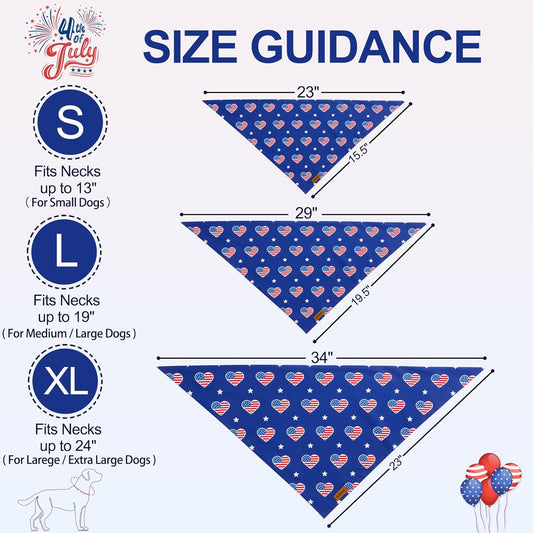 4th of July Dog Bandanas - 2 Pack Reversible American Flag Pet Scarf for Boy and Girl | Premium Durable Fabric | USA Patriotic Bandana for Small Medium Large and Extra Large Dogs (Small)