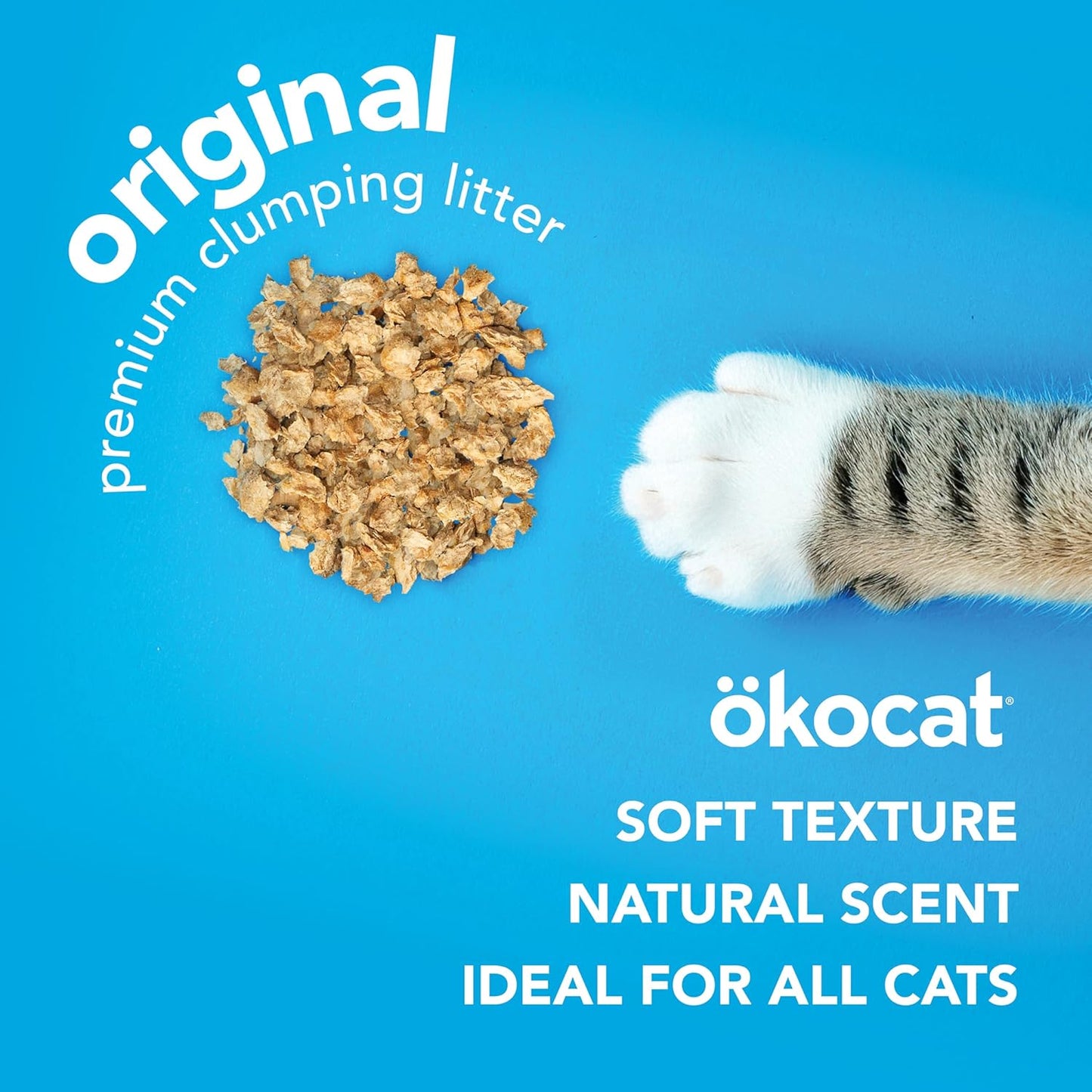 ökocat Original Wood Clumping Cat Litter, Unscented, 13.2 pounds - Natural Ingredients, Stops Odor, Clumps Solid, 99% Dust Free, Great for All Cats