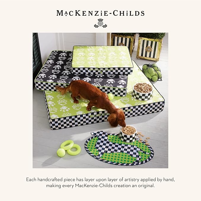 MACKENZIE-CHILDS Pet Bowl, Cute Cat and Dog Bowl for Food and Water, Black-and-White Courtly Check, Small