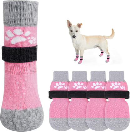 SCENEREAL Anti Slip Dog Sock to Prevent Licking Paws for Hardwood Floors, Boots & Paw Protector Shoes for Hot/Cold Pavement with Grippers, Double Sides Grips for Small Medium Large Senior Dogs, XS
