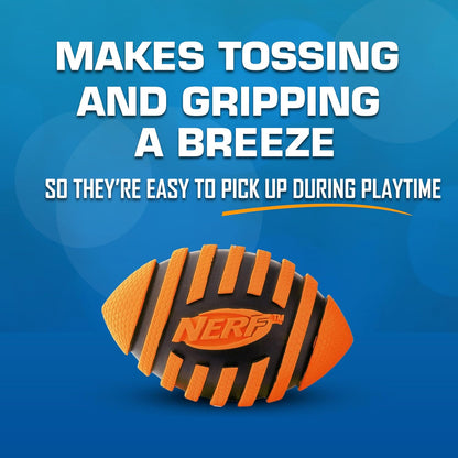 Nerf Dog Spiral Squeak Football Outdoor Dog Toy, 5 Inch Dog Football Squeaking Toy for Medium and Large Breeds, Orange