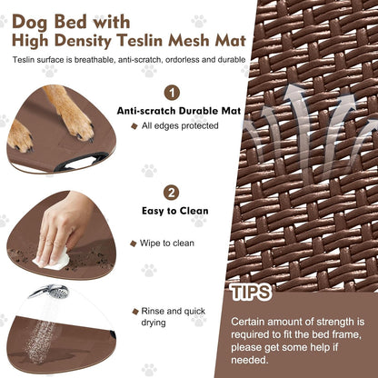 Upgraded Elevated Dog Bed with Canopy, Portable Raised Outdoor Dog Bed with Stable Anti-Slip Feet, Wider Shade Pet Bed Cot, Raised Dog Beds for Large Dogs Camping, Indoor & Outdoor Use