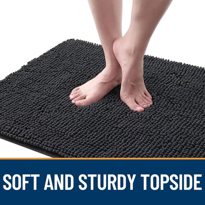 OLANLY Dog Door Mat for Muddy Paws 59x20, Absorbs Moisture and Dirt, Absorbent Non-Slip Washable Doormat, Quick Dry Chenille Mud Mat for Dogs, Entry Indoor Entryway Carpet for Inside Floor, Dark Grey