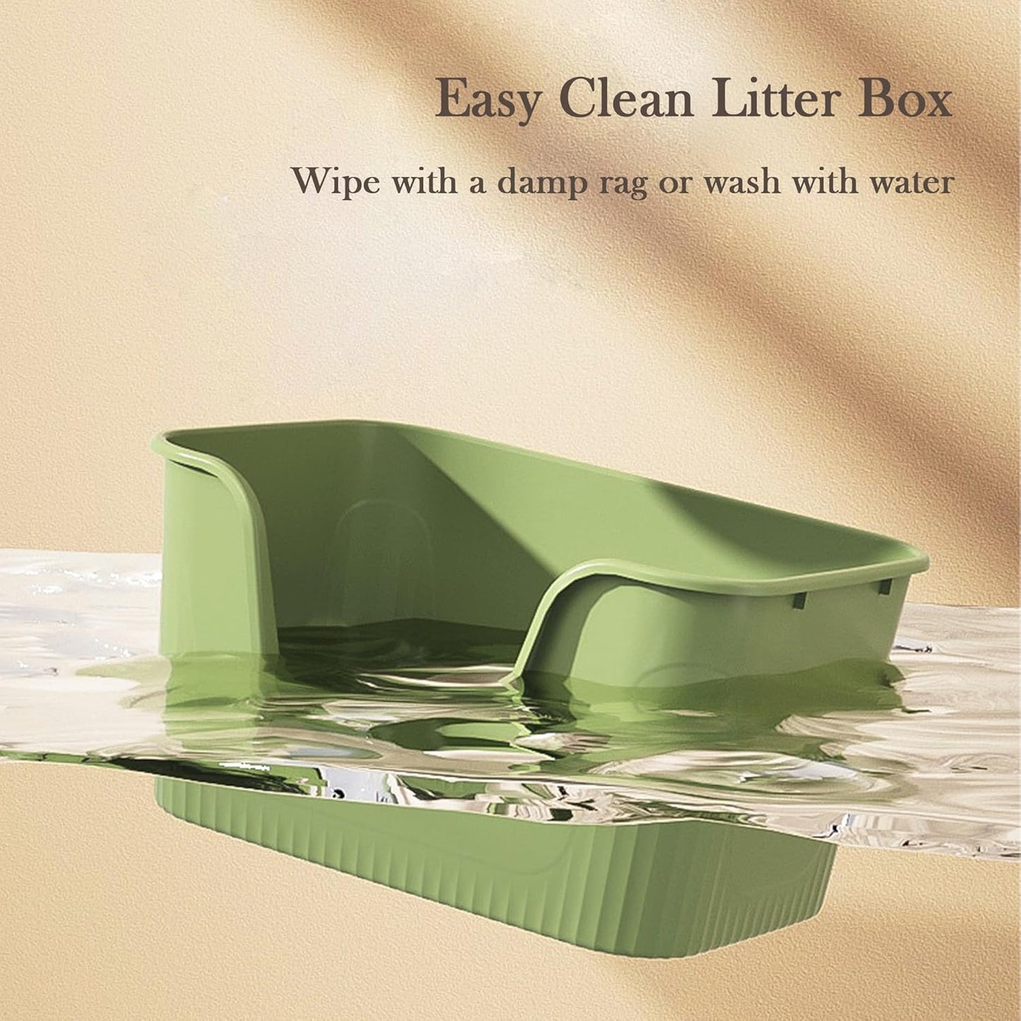 Vealind Extra Large Litter Box with High Sides, XL Litter Boxes for Big Cats, High Sided Litter Pan, Leak-Proof & Anti-Splashing, Easy Clean & Durable (25” * 17” * 13” Green)