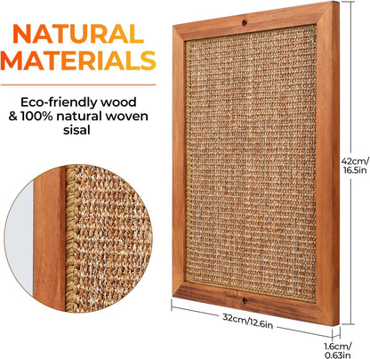2PCS Cat Scratching Post - BXL, Natural Wooden Sisal Cat Wall Scratcher, Floor or Wall Mounted Vertical Cat Scratch Pad for Indoor Cats Adults or Kittens, Cat Wall Furniture Protector