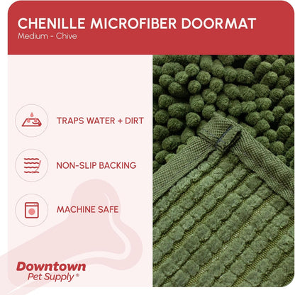 My Doggy Place Medium Chive Microfiber Dog Mat, 31" x 20", Rubber Backed, Absorbent, Quick Drying, Machine Washable
