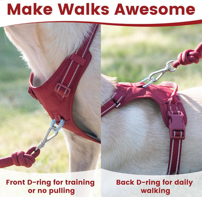 No Pull Dog Harness, Reflective Puppy Vest for Small Medium Large Sized Dog(Burgundy Red,S)