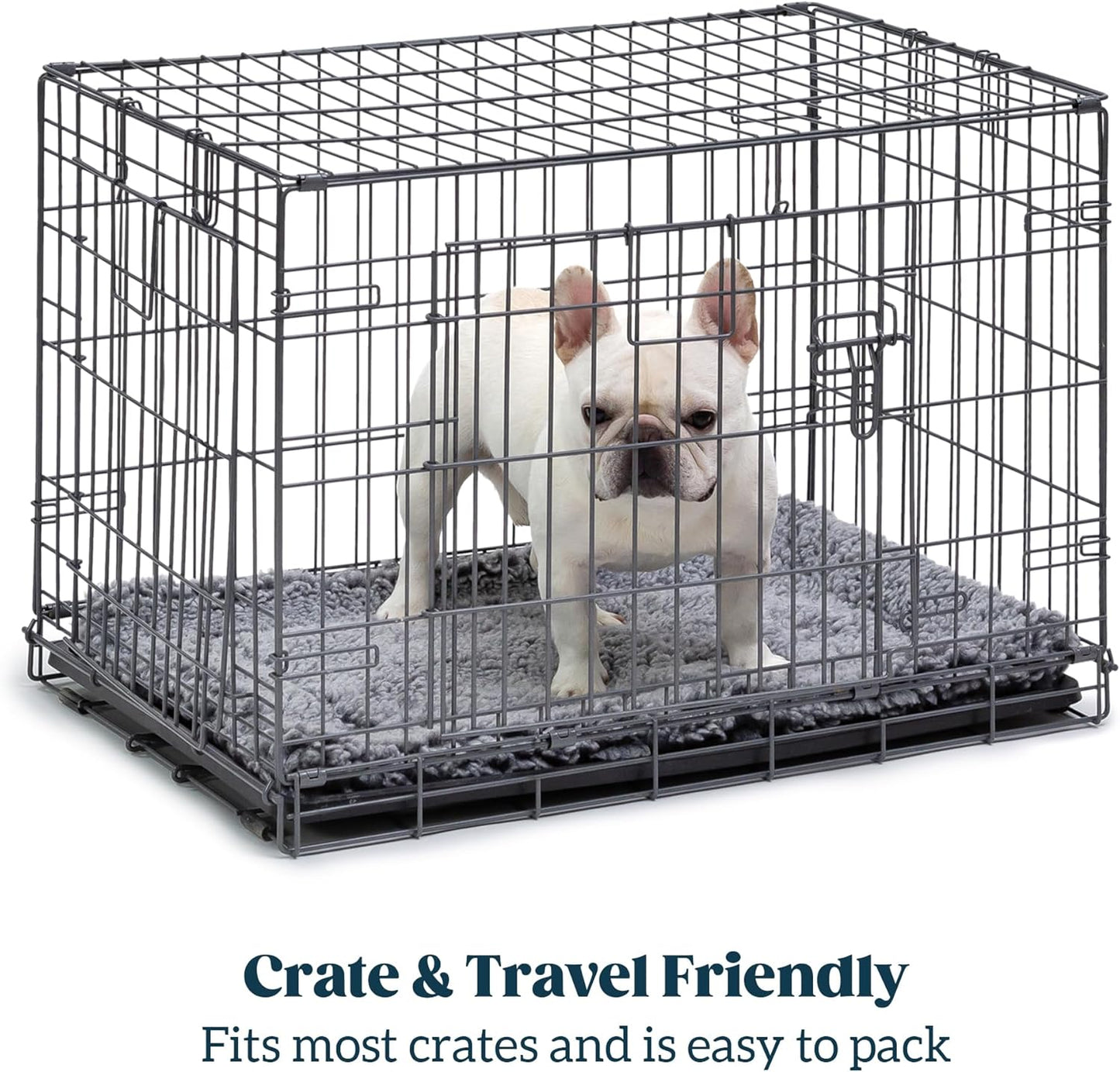 Stoutwool Indestructible Dog Bed - Fluffy Chew Proof Dog Crate Pad - Tough Kennel Pad for Aggressive Chewers - Washable, Ideal for Large Breeds & Fits 42-Inch Crate - 41"x27", Charcoal
