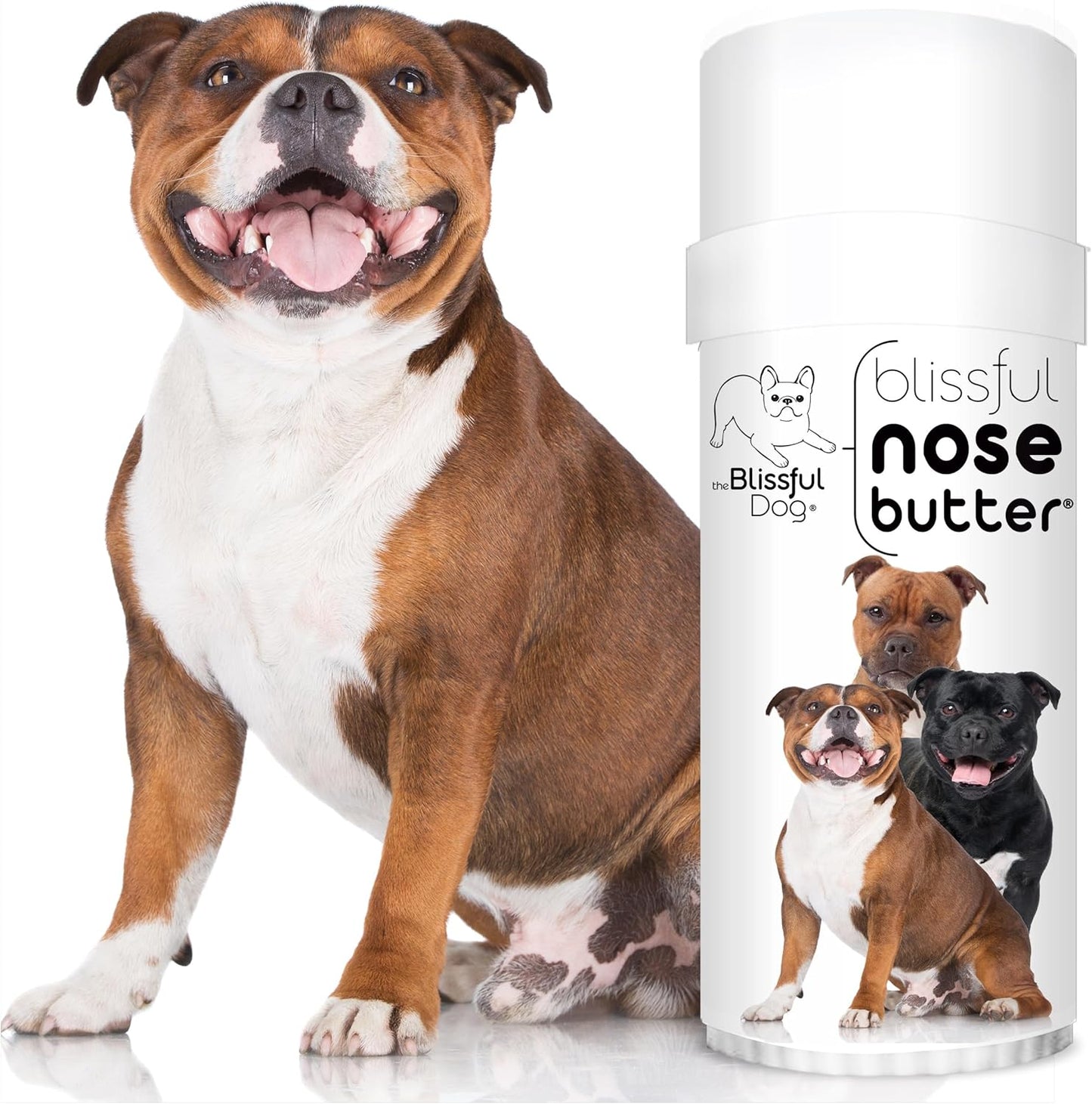 The Blissful Dog Staffordshire Pitbull Terrier Nose Butter, Versatile Dog Nose Balm for Dry Nose, Handcrafted Nose Moisturizer, Easy-to-Apply Dog Essentials, Unscented, 2 oz.
