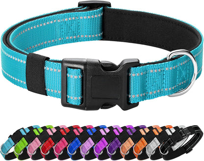 Reflective Dog Collar Padded with Soft Neoprene Breathable Quick Release Basic Dog Collars for Large Dogs Sky Blue Boy