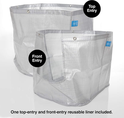 Modkat® XL Litter Box, Top or Front-Entry Configurable, Full Height Seamless Base, Reusable Litter Liners, Sifting Litter Scoop, 2X Bamboo Charcoal Filters - White