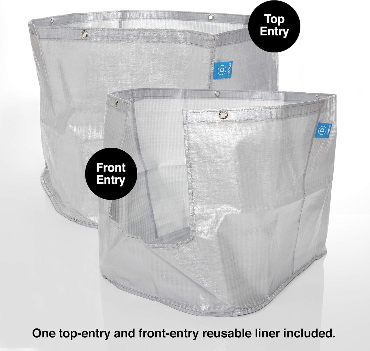 Modkat® XL Litter Box, Top or Front-Entry Configurable, Full Height Seamless Base, Reusable Litter Liners, Sifting Litter Scoop, 2X Bamboo Charcoal Filters - Black