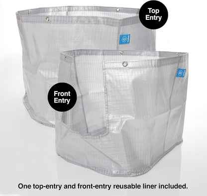 Modkat® XL Litter Box, Top or Front-Entry Configurable, Full Height Seamless Base, Reusable Litter Liners, Sifting Litter Scoop, 2X Bamboo Charcoal Filters - Gray