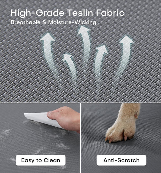 Made4Pets Elevated Cooling Dog Bed for Small Medium Dogs – Raised Pet Cot with Breathable Mesh, No-Slip Feet, Chew-Resistant Frame, Portable Indoor & Outdoor Dog Hammock Bed, 32"x25", Gray