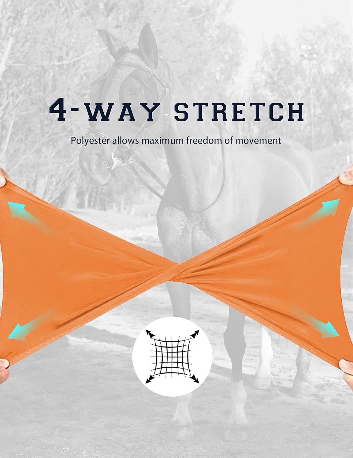 Horse Fly Mask with Ears, UV Protection Mask for Horses, Elasticity Mask with Big Mesh Eye Covers, Snug Fitting Comfortable Lightweight Red Orange Cob