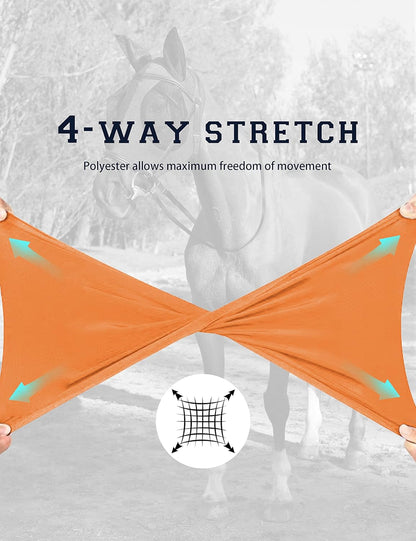 Horse Fly Mask with Ears, UV Protection Mask for Horses, Elasticity Mask with Big Mesh Eye Covers, Snug Fitting Comfortable Lightweight Red Orange Cob