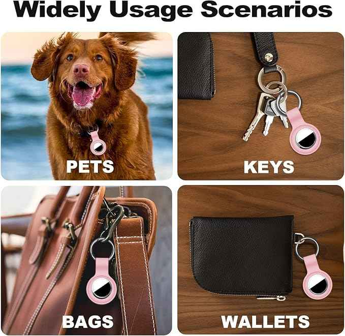 Compatible with AirTag Case Keychain for Air Tag Holder Silicone for AirTags Key Ring Cases Tags Chain foe for Apple for AirTag GPS Item Finders Accessories，Pink