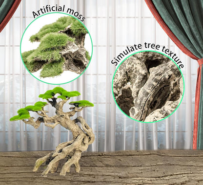 Novelsite Fish Tank Decoration- Cliff Bonsai Trees with Faux Moss- Aquarium Decoration Aqua scaping- Made of Sandstone-Goldfish Betta Fish Tank Decor