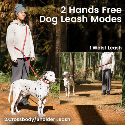 HOWGO 8-in-1 Multifunctional Hands Free Dog Training Leash with Padded Handle,8.5 FT Nylon Adjustable Length,Lightweight Aviation Aluminum,Crossbody Waist Leash for Puppy Medium Large Dogs (MintGreen)