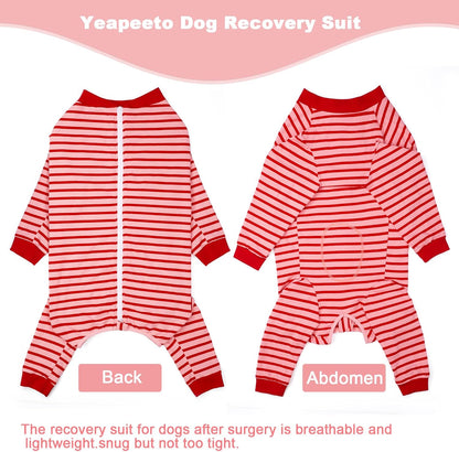 Yeapeeto Dog Onesie Surgery Recovery Suit for Large Medium Bodysuit Dogs Pajamas PJS Full Body for Shedding, Prevent Licking, Wound Protection, Cone Alternative… (Red Pink, 3XL)