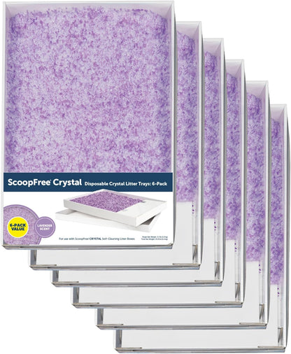 PetSafe ScoopFree Disposable Crystal Cat Litter Tray - Easy Cleaning Box - Refill Tray for Electric Litter Box - Lavender Scent - 4.3 lb Bags - 6 Pack