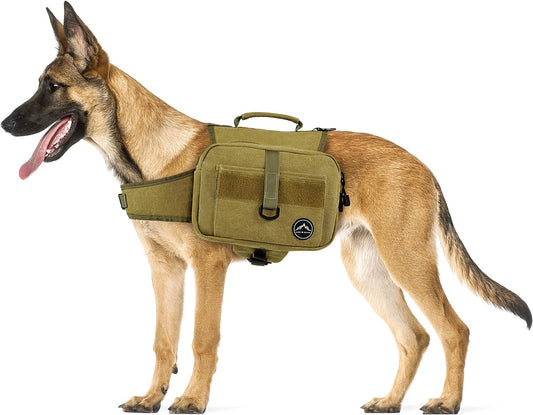 Himal Outdoors Dog Backpack & Saddle Bag, Tactical Hiking Backpack for Large Dogs with Side Pockets & Adjustable Strap