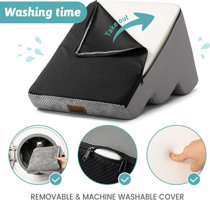 Dog Stairs for Small Dogs 19.7" H, Curved Dog Step for Puppy, Older or Cat, Medium Pet Ramp for Sofa, Couch or Bed, Ladder with High Density Foam, 15.7x28.3x19.7 inch, 4 Step, Grey