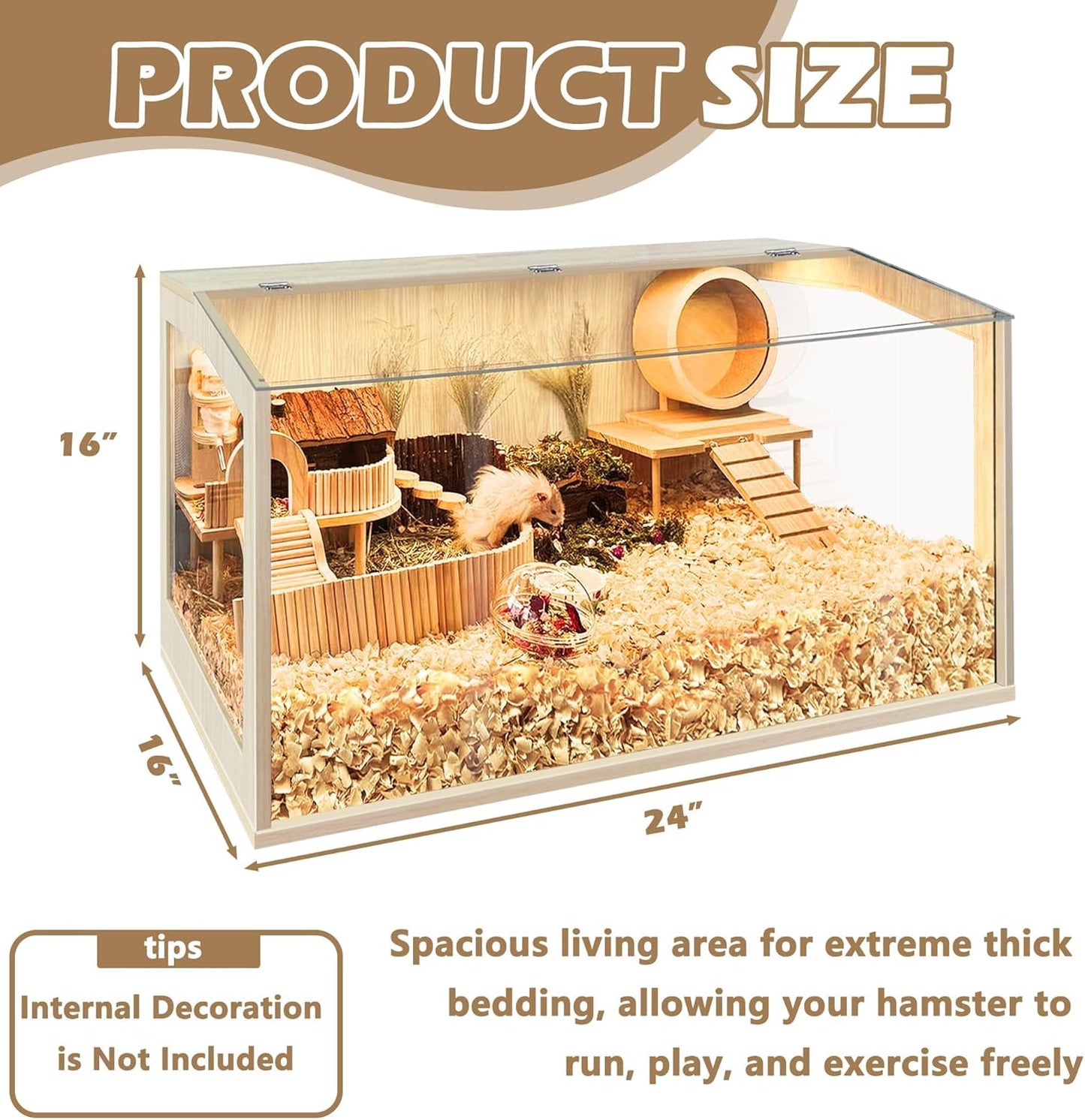 Prolee Hamster Cage Chewproof, Large Hamster Cage,Guinea Pig Cages Openable Top with Acrylic Sheets Solid Built, Hamster Habitat 24"