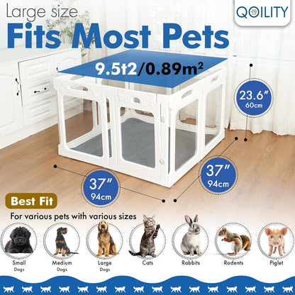 Clear Dog Playpen Indoor, Effectively Relieves Pet Anxiety, Suitable for Most Dogs, White
