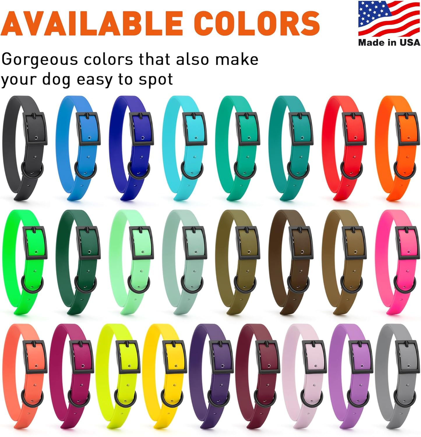 Dogline Biothane Waterproof Dog Collar Strong Coated Nylon Webbing with Black Hardware Odor- Proof for Easy Care Easy to Clean High Performance Fits Small Medium or Large Dogs, Violet Purple