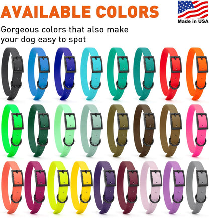 Dogline Biothane Waterproof Dog Collar Strong Coated Nylon Webbing with Black Hardware Odor- Proof for Easy Care Easy to Clean High Performance Fits Small Medium or Large Dogs, Magenta Pink