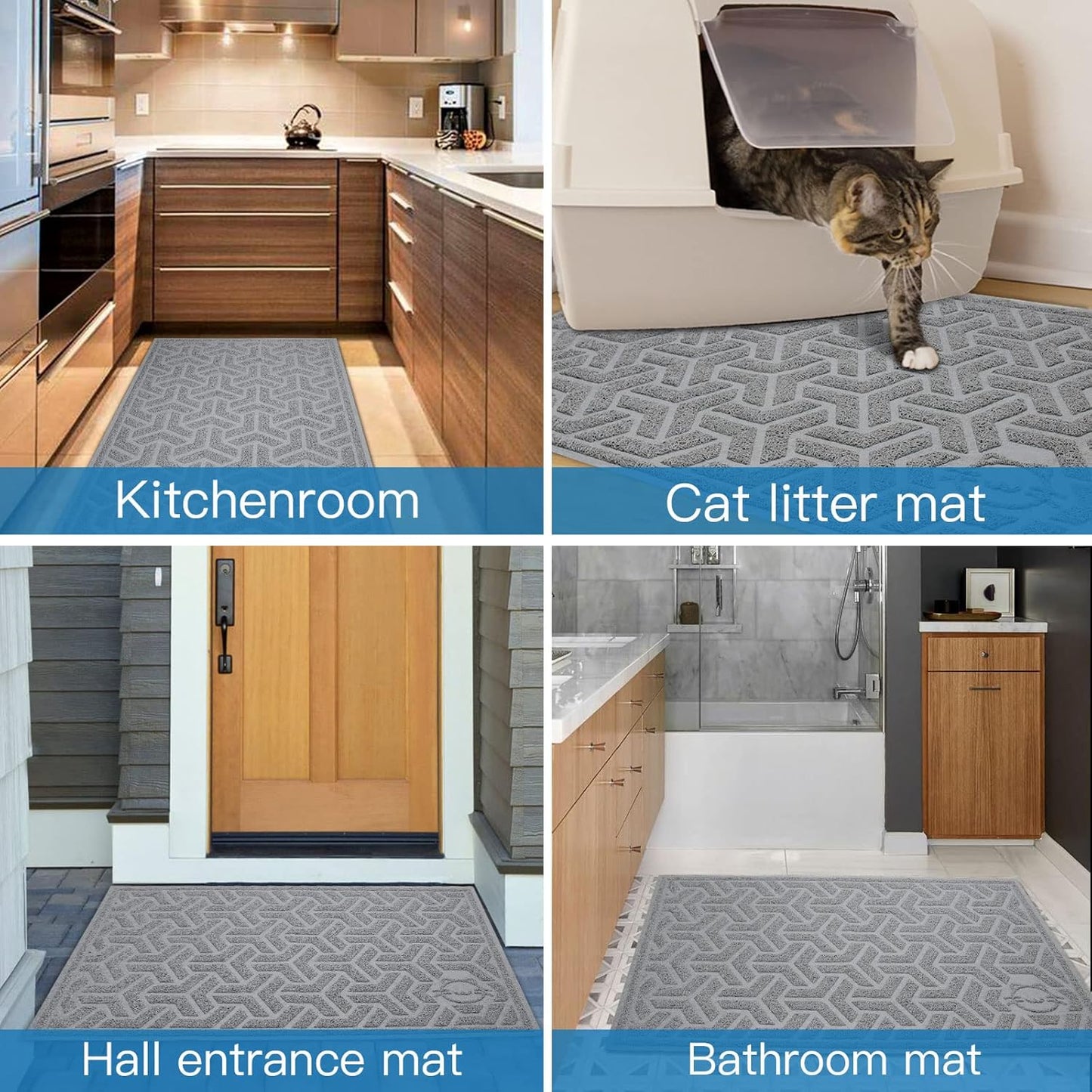 UPSKY Cat Litter Mat - Soft on Kitty Paws, Large Trapping Mat 35" x 24" for Scatter Control, Waterproof Extra Large Box Carpet