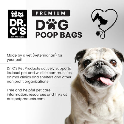 100% Certified Compostable Dog Poop Bags - Dr. C's Premium Dog Poop Bags - 270 Bags / 18 Rolls, Extra thick, Leak Proof, Unscented, Plant Based and Earth Friendly
