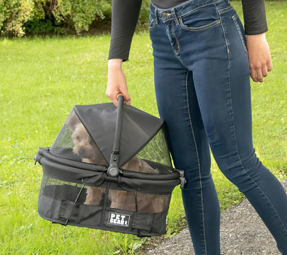 Pet Gear No-Zip View 360 Ultra Lite Pet Safety Carrier & Car Seat for Small Dogs & Cats Push Button Entry, 15", Onyx - Pawvie