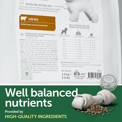 Nature's Protection Superior Care White Dogs Grain-Free Dry Dog Food - High Protein, Tear Stain Dog Food for Small & Mini Breeds Light Coated Adult Dogs, Fresh Pet Meal, Lamb, 3.3 lb