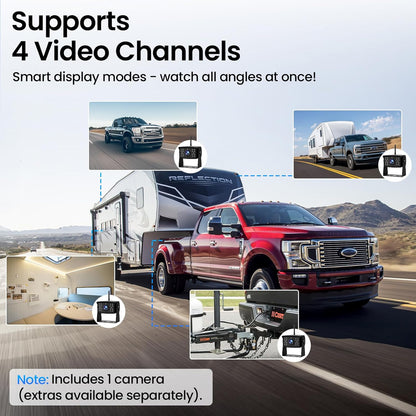 RV Backup Camera, Vehicle Backup Camera with AI Detection, 1080P Backup Cameras, 7'' Waterproof Wireless Backup Camera with DVR Recording & Night Vision for Car, Van, SUV, Truck, Trailer