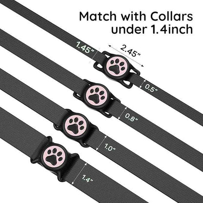 for Airtag Dog Collar Holder, Dog Airtag Holder Waterproof, Lightweight & Soft Silicone Air Tag Case for Pet Collars, Works with Multiple Tracker Tag Products (Black & Pink, 1 Pack)