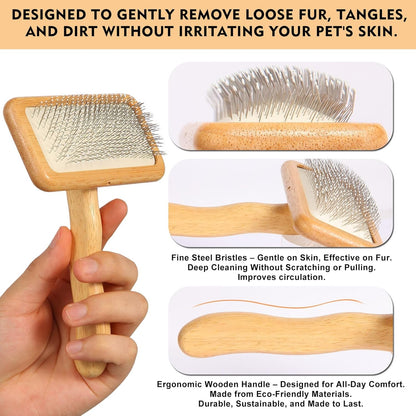 Dog Slicker Brush for Shedding & Grooming - Professional Dog Brush and Cat Brush with Coated Tips & Air-Cushion Design, Deshedding Tool Removes Undercoat Tangles & Loose Fur for Long/Short Hair Pets