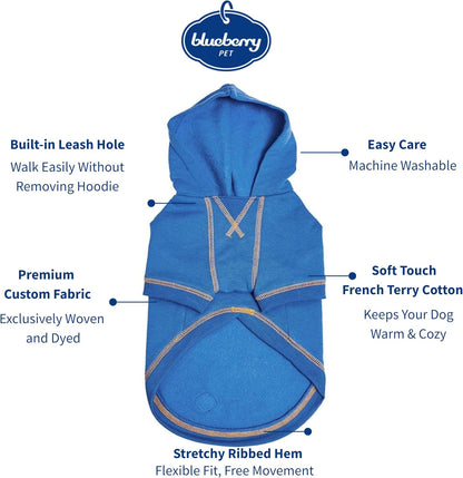 Blueberry Pet Essentials Hoodie – 26″ Cotton‑Blend Sweatshirt with Hood, Alaskan Blue, Machine‑Washable Dog Jersey