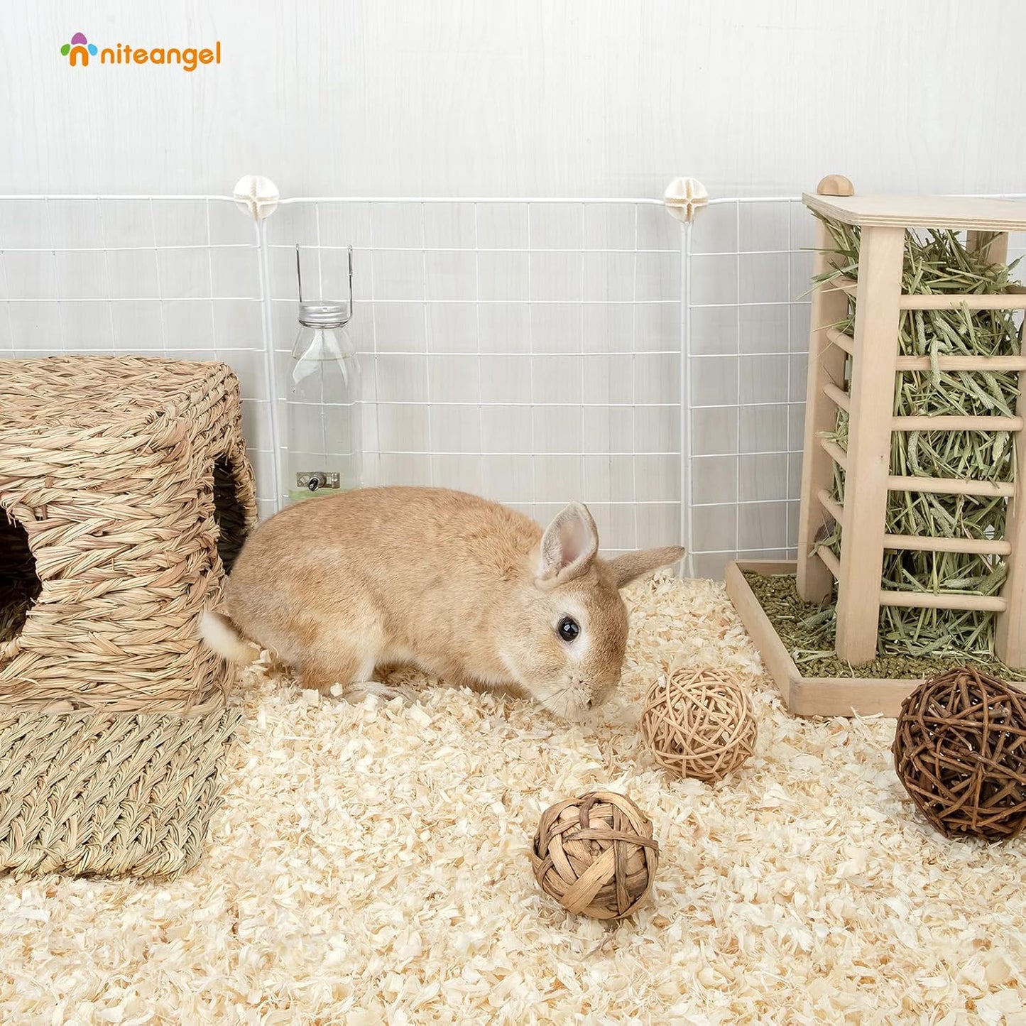 Niteangel Aspen Shaving Hamster Beddings for Syrian Dwarf Hamster Gerbil Mice Degu Rat Rabbit Bunny Guinea Pig Chinchilla Hedgehog or Other Small Pets (65L - 4mm) - Pawvie
