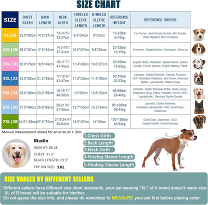 Yeapeeto Dog Onesie Surgery Recovery Suit for Large Medium Bodysuit Dogs Pajamas PJS Full Body for Shedding, Prevent Licking, Wound Protection, Cone Alternative (7X-Large (Pack of 1), Blue)