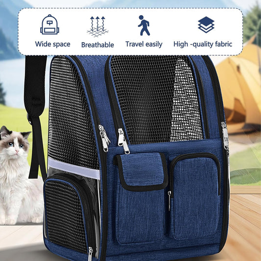 Pet Backpack, Airline Approved Dog Backpack, Cat Bag for Travel Hiking Bike Riding Walking Outdoor, Cat Backpack with Breathable Mesh(Black)