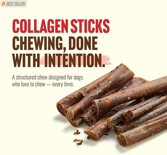 Natural Farm Bully Coated Gourmet Collagen Sticks (4 Inch, 25 Pack) – Real Bully Beef Coated, 95% Natural Collagen Dog Chews, Supports Healthy Joints, Skin & Coat - Best for Small & Medium Dogs
